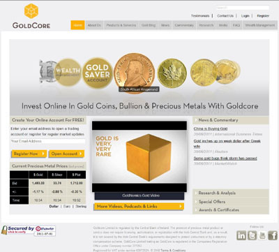GoldCore Limited trading as GoldCore Screenshot Using our Krugerrand Photograph